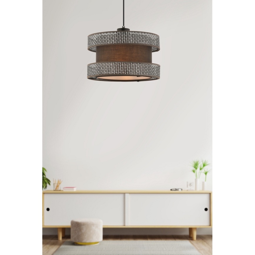 Lampadario HALO 1xE27/60W/230V marrone/grigio