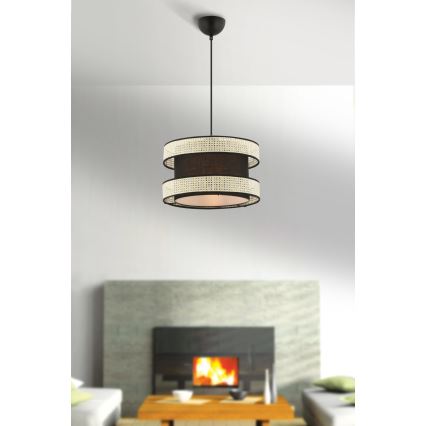Lampadario HALO 1xE27/60W/230V nero/crema