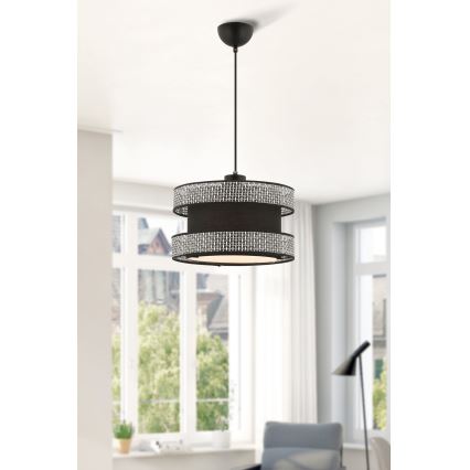 Lampadario HALO 1xE27/60W/230V nero/grigio