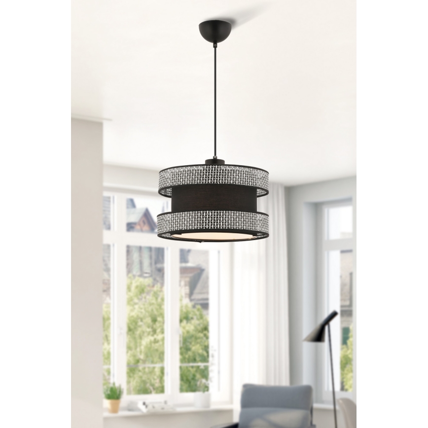 Lampadario HALO 1xE27/60W/230V nero/grigio