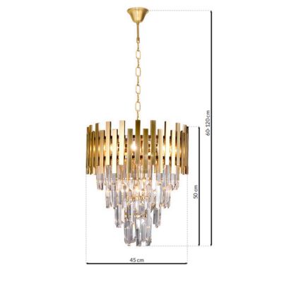 Lampadario in cristallo su catena ASPEN GOLD 9xE14/40W/230V