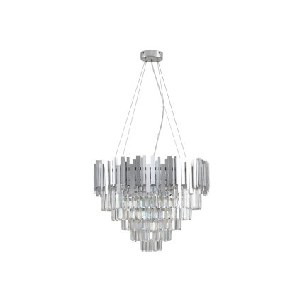 Lampadario in cristallo su cavo PLAZA 9xE14/40W/230V Ø 60 cm argento