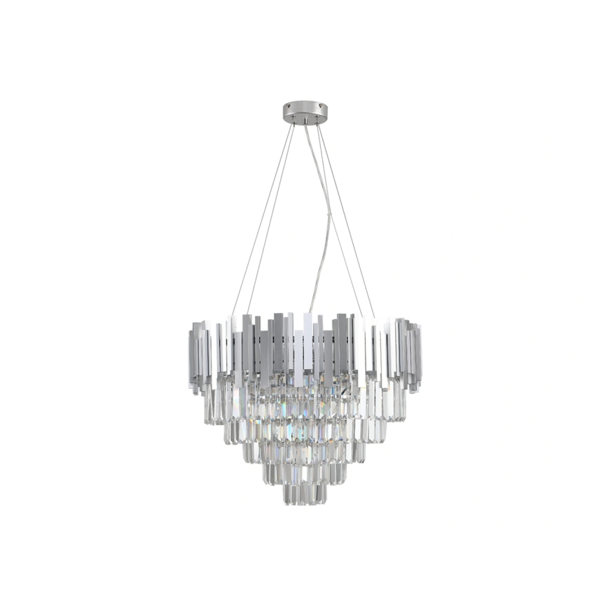 Lampadario in cristallo su cavo PLAZA 9xE14/40W/230V Ø 60 cm argento