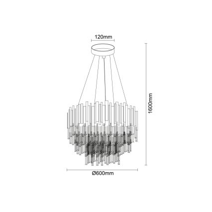 Lampadario in cristallo su cavo PLAZA 9xE14/40W/230V Ø 60 cm argento