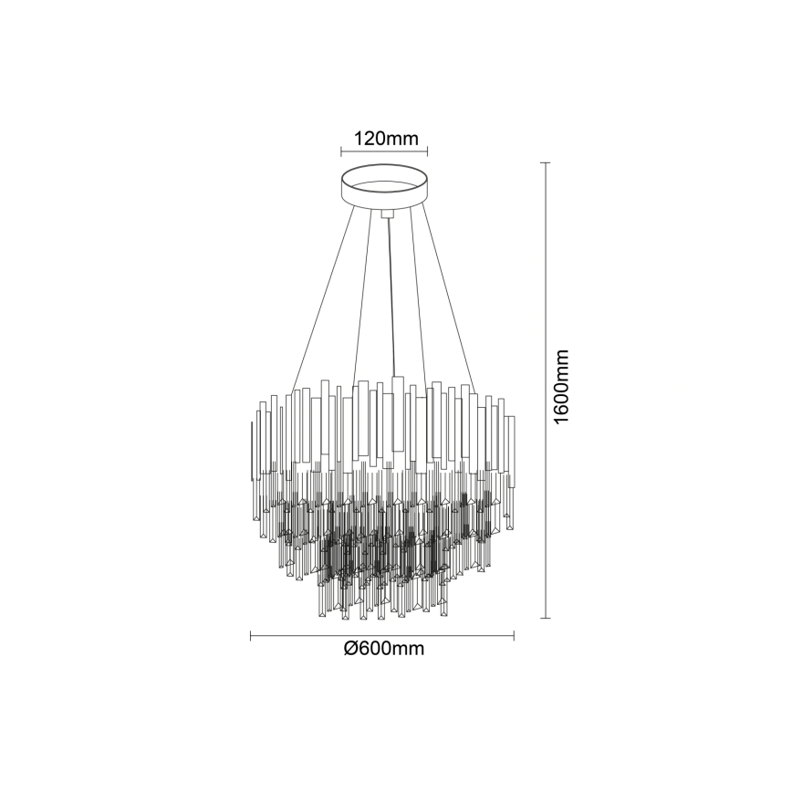 Lampadario in cristallo su cavo PLAZA 9xE14/40W/230V Ø 60 cm argento