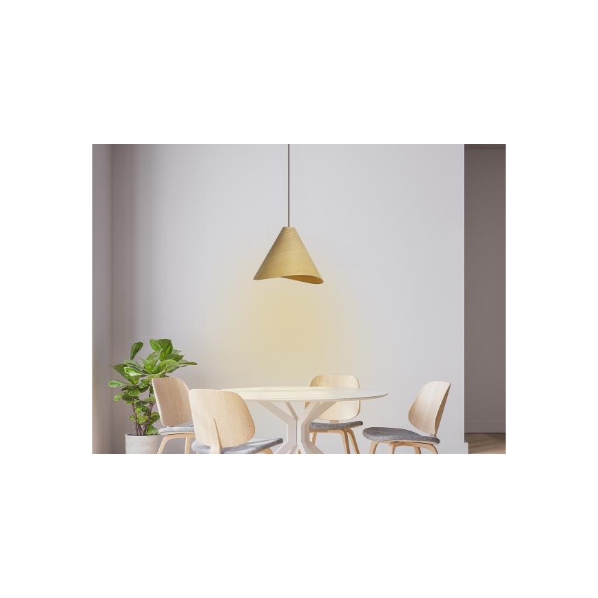 Lampadario in legno a sospensione con cavo 1xE27/60W/230V Ø 33 cm massello/rovere/legno di hevea