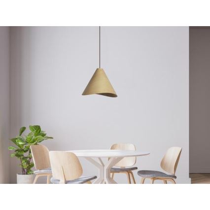 Lampadario in legno a sospensione con cavo 1xE27/60W/230V Ø 33 cm massello/rovere/legno di hevea