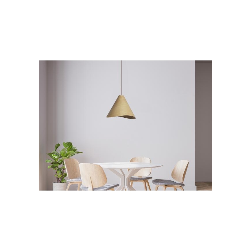 Lampadario in legno a sospensione con cavo 1xE27/60W/230V Ø 33 cm massello/rovere/legno di hevea