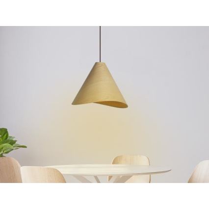 Lampadario in legno a sospensione con cavo 1xE27/60W/230V Ø 33 cm massello/rovere/legno di hevea