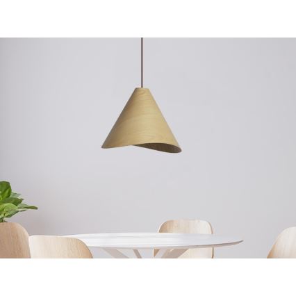 Lampadario in legno a sospensione con cavo 1xE27/60W/230V Ø 33 cm massello/rovere/legno di hevea