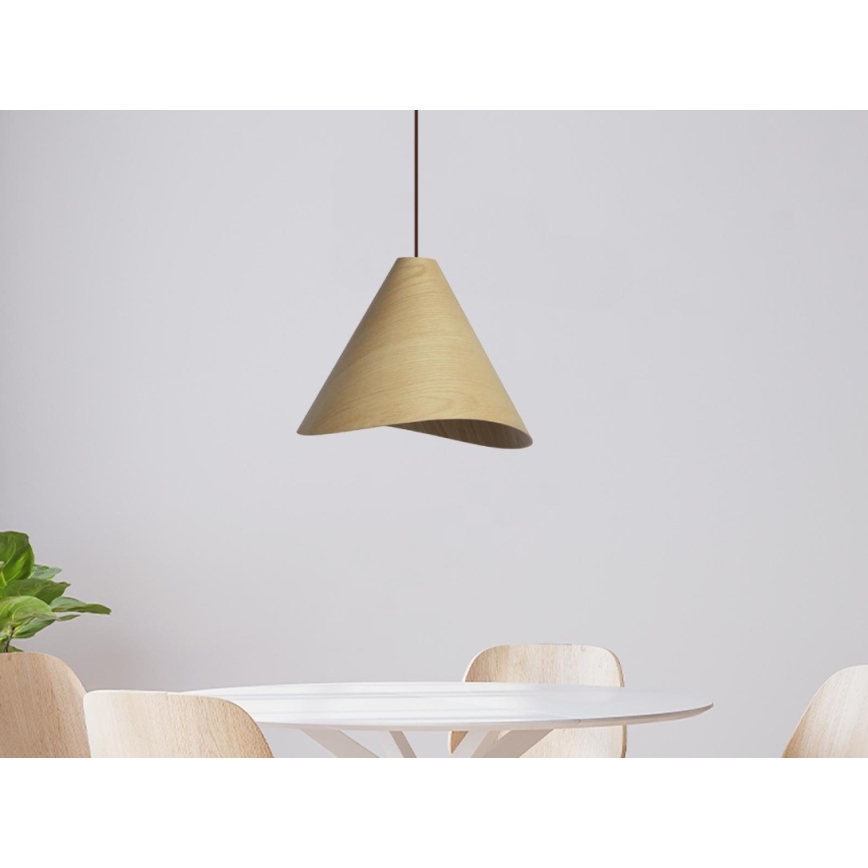 Lampadario in legno a sospensione con cavo 1xE27/60W/230V Ø 33 cm massello/rovere/legno di hevea