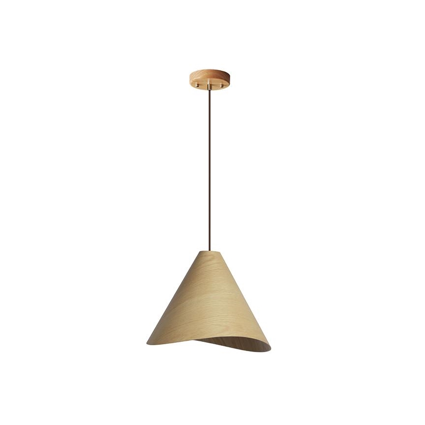 Lampadario in legno a sospensione con cavo 1xE27/60W/230V Ø 33 cm massello/rovere/legno di hevea