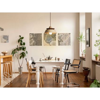 Lampadario in legno con cavo, 1xE27/60W/230V, Ø 33 cm, legno massello/rovere/noce/legno di caucciù