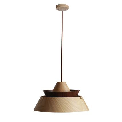 Lampadario in legno con cavo, 1xE27/60W/230V, Ø 33 cm, legno massello/rovere/noce/legno di caucciù