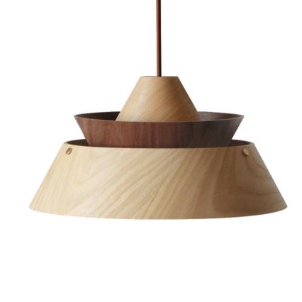 Lampadario in legno con cavo, 1xE27/60W/230V, Ø 33 cm, legno massello/rovere/noce/legno di caucciù