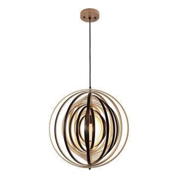 Lampadario in legno sospeso con cavo 1xE27/60W/230V Ø 43,5 cm massello/impiallacciatura/legno di caucciù (Hevea)