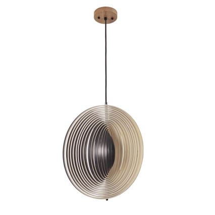 Lampadario in legno sospeso con cavo 1xE27/60W/230V, Ø 50 cm, legno massello/impiallacciatura/Hevea (legno di gomma)