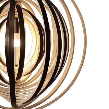 Lampadario in legno sospeso con cavo 1xE27/60W/230V, Ø 50 cm, legno massello/impiallacciatura/Hevea (legno di gomma)