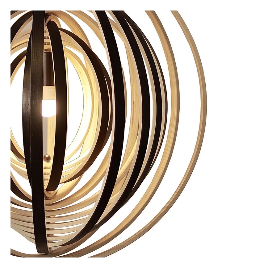 Lampadario in legno sospeso con cavo 1xE27/60W/230V, Ø 50 cm, legno massello/impiallacciatura/Hevea (legno di gomma)