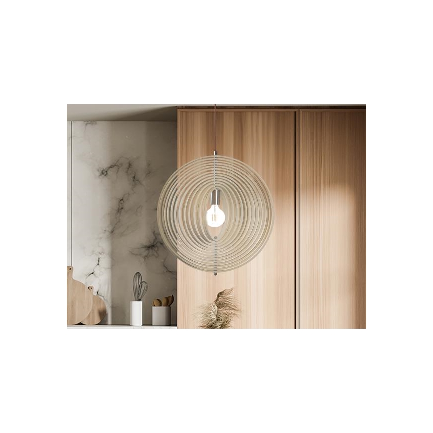 Lampadario in legno su cavo 1xE27/60W/230V Ø 43,5 cm massello/impiallacciato/faggio/legno di hevea