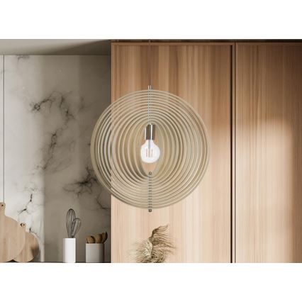 Lampadario in legno su cavo 1xE27/60W/230V Ø 43,5 cm massello/impiallacciato/faggio/legno di hevea