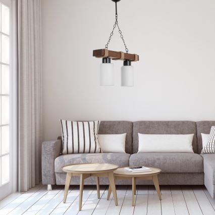 Lampadario JASMIN 2xE27/40W/230V marrone/bianco