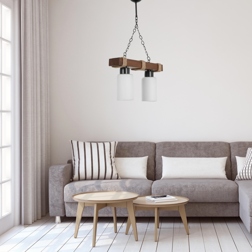 Lampadario JASMIN 2xE27/40W/230V marrone/bianco