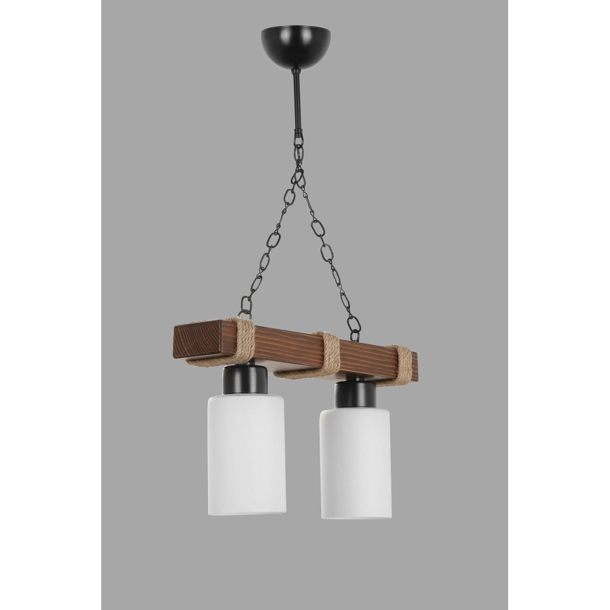 Lampadario JASMIN 2xE27/40W/230V marrone/bianco