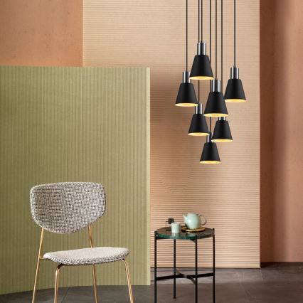 Lampadario KEM 7xE27/40W/230V nero