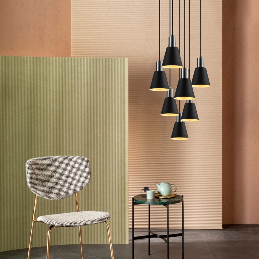 Lampadario KEM 7xE27/40W/230V nero