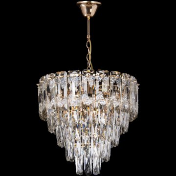 Lampadario LED a catena 7xE27/60W/230V + 4xLED/6W, diam. 40 cm, dorato