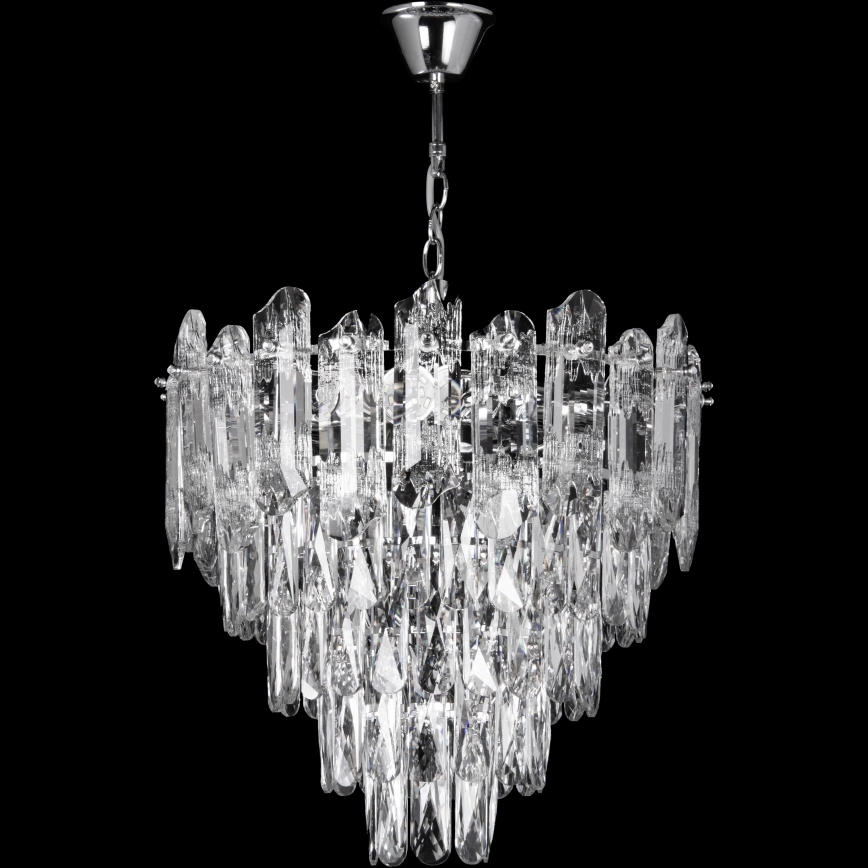 Lampadario LED a catena 7xE27/60W/230V + 4xLED/6W, Ø 40 cm, cromo lucido