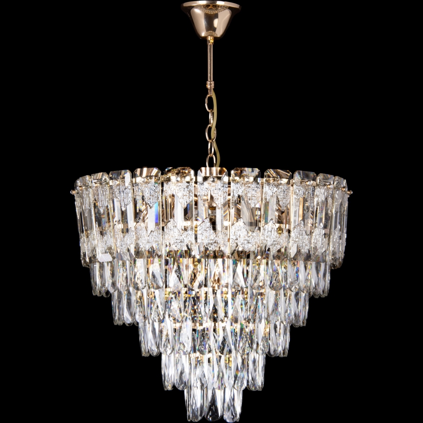 Lampadario LED a catena 9x E27/60W/230V + 6x LED/6W Ø 50 cm, dorato