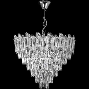 Lampadario LED a catena con 11 portalampade E27 (max 60W/230V) + 7 LED da 6W, Ø 60 cm, cromo lucido