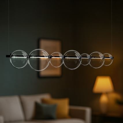 Lampadario LED a cavo ATOLA LED/19W/230V nero/trasparente