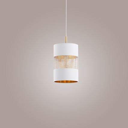 Lampadario LED a cavo BOGART 1xE27/15W/230V bianco/oro