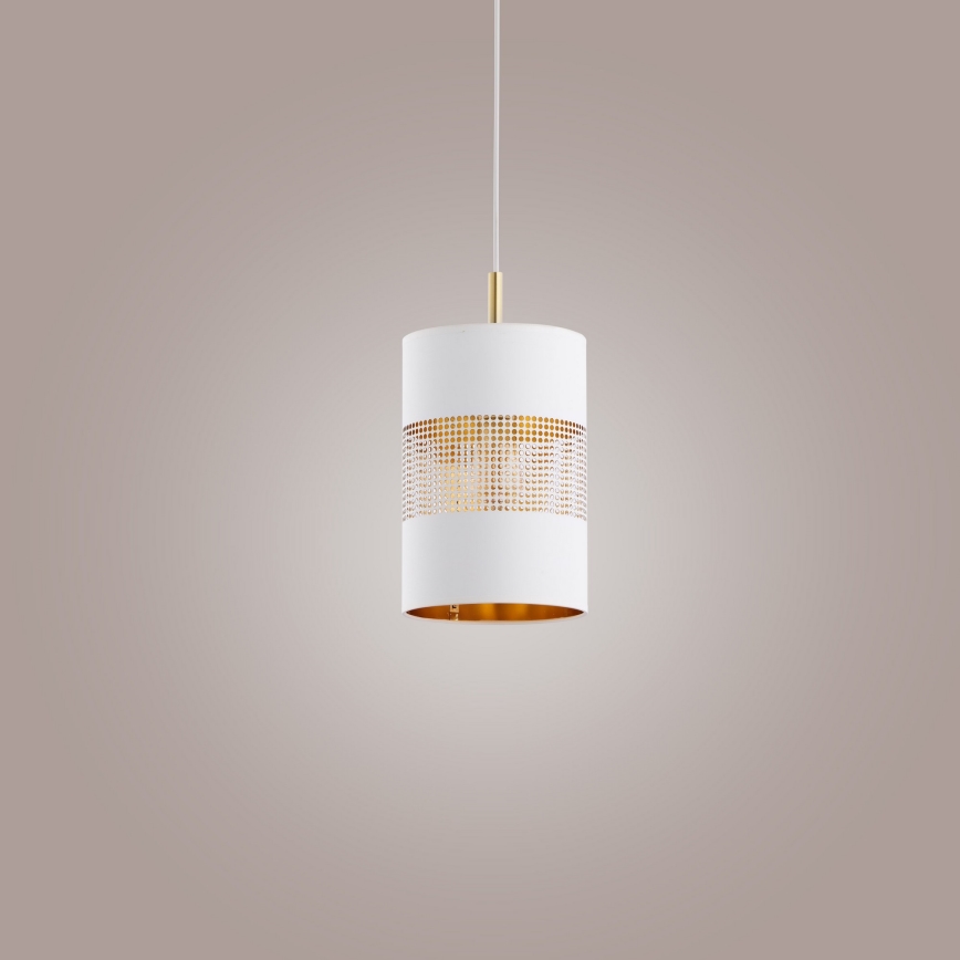 Lampadario LED a cavo BOGART 1xE27/15W/230V bianco/oro