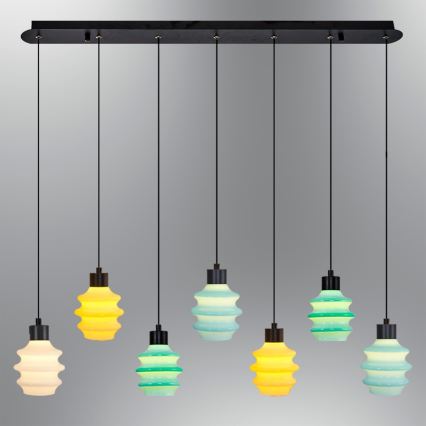 Lampadario LED a cavo CACTUS 7xLED/2,8W/230V 3000K verde/giallo/bianco