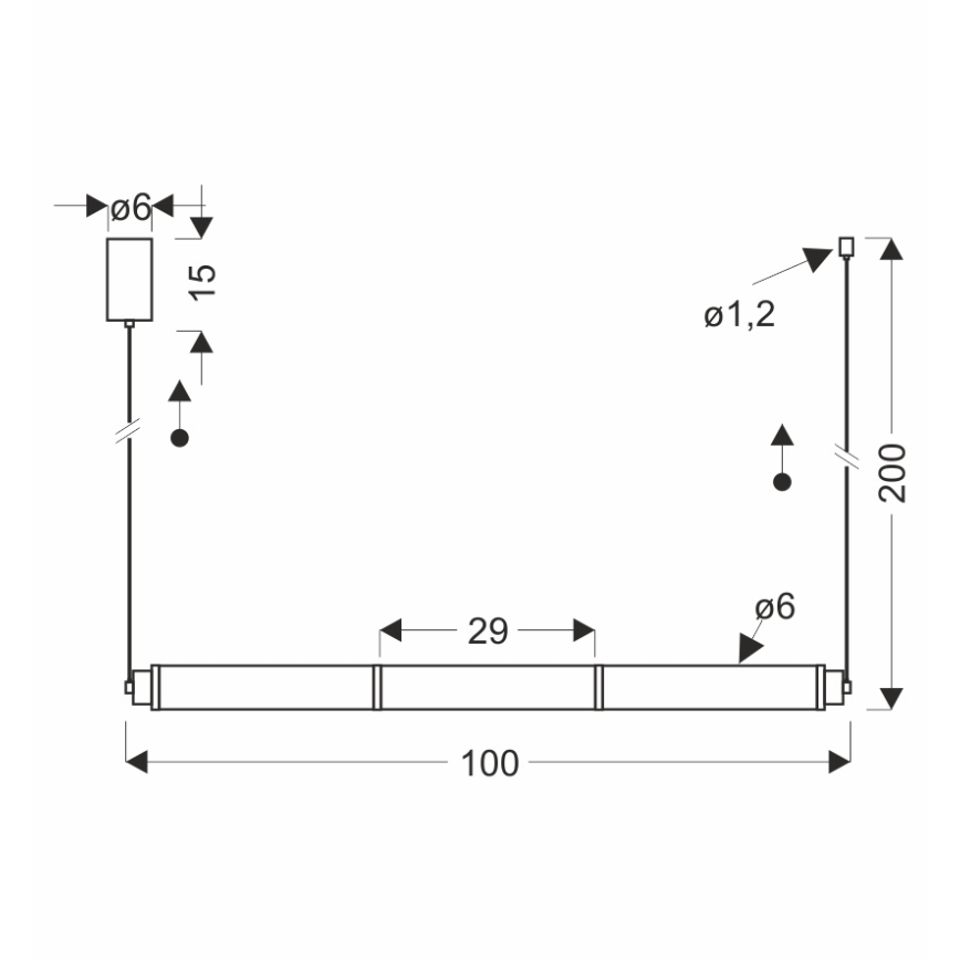 Lampadario LED a cavo CORTE LED/25W/230V nero