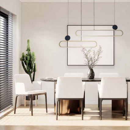 Lampadario LED a cavo FLORENTYNA LED/48W/230V 4000K dorato/nero