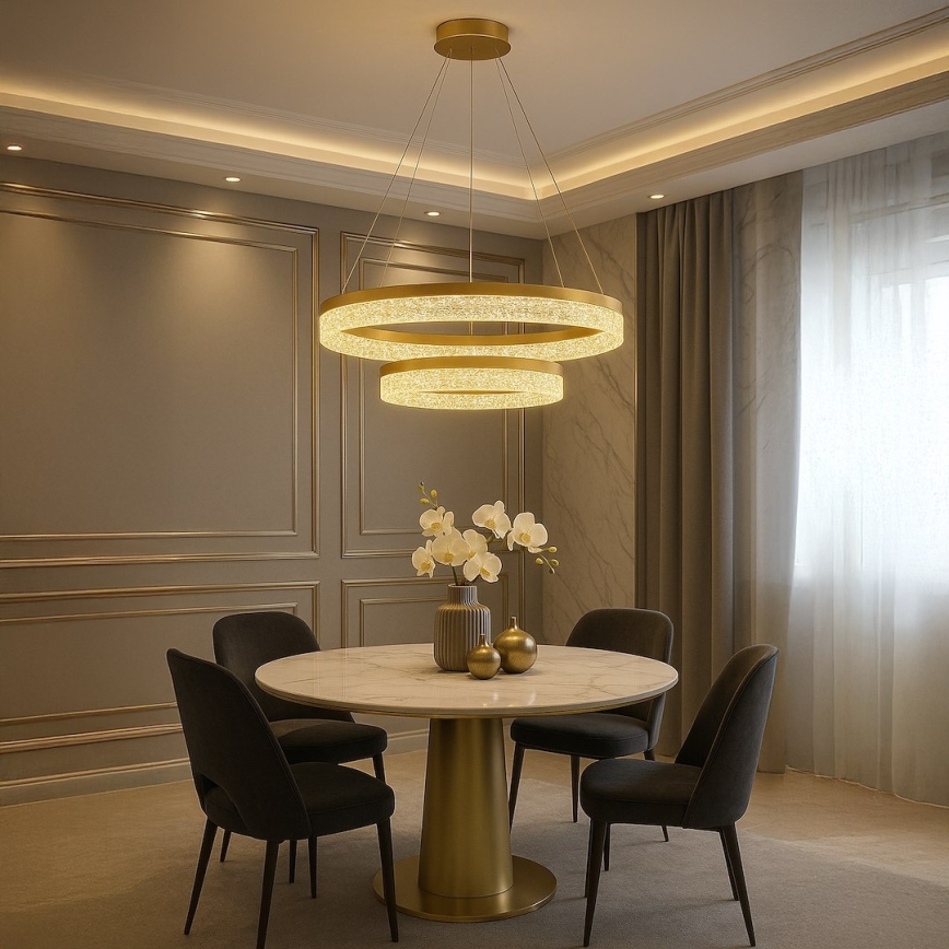 Lampadario LED a cavo GALA LED/54W/230V, diametro 60 cm, finitura dorata