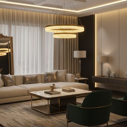 Lampadario LED a cavo GALA LED/54W/230V, diametro 60 cm, finitura dorata