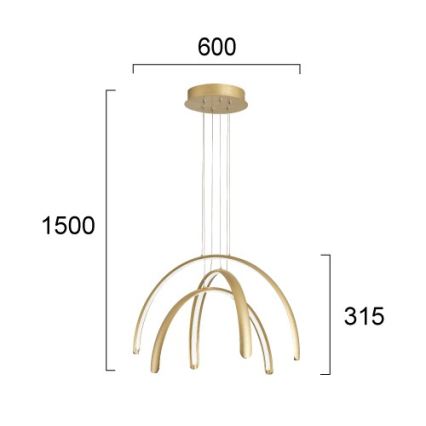 Lampadario LED a cavo MEGAN LED/41W/230V dorato