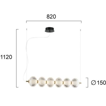 Lampadario LED a cavo PELLUCID LED/23W/230V oro/trasparente