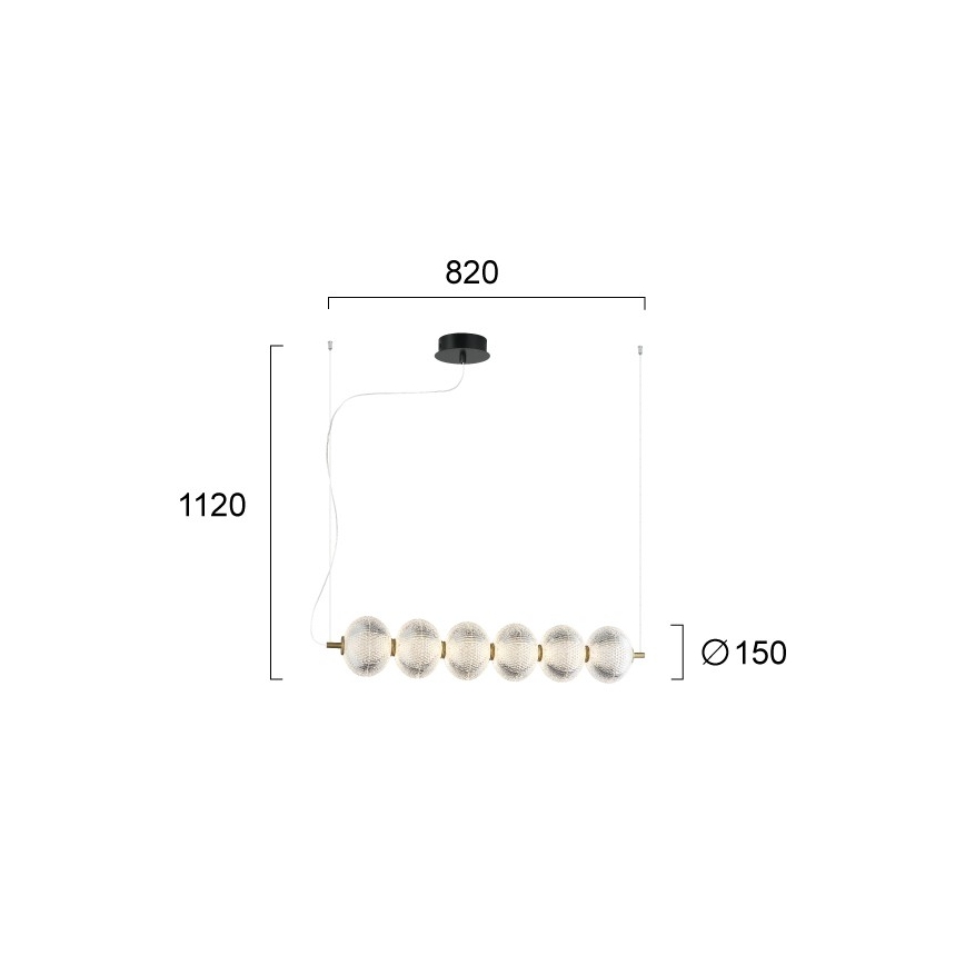 Lampadario LED a cavo PELLUCID LED/23W/230V oro/trasparente