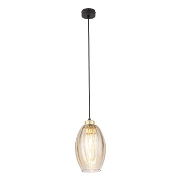Lampadario LED a cavo SEBO 1xE27/15W/230V nero/beige fumato