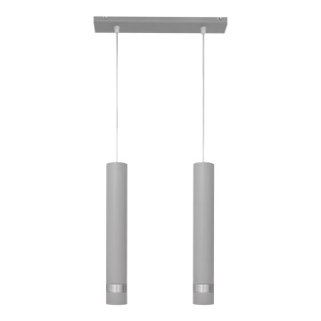 Lampadario LED a cavo TUBA 2xGU10/4,8W/230V grigio/cromo lucido