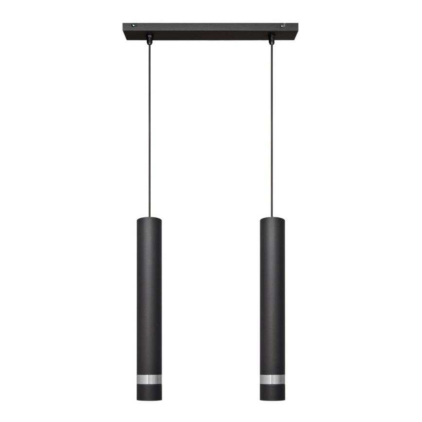 Lampadario LED a cavo TUBA 2xGU10/4,8W/230V nero/cromo lucido