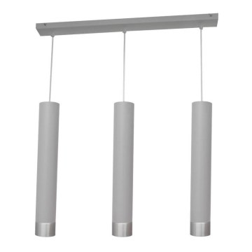 Lampadario LED a cavo TUBA 3xGU10/4,8W/230V grigio/cromo lucido