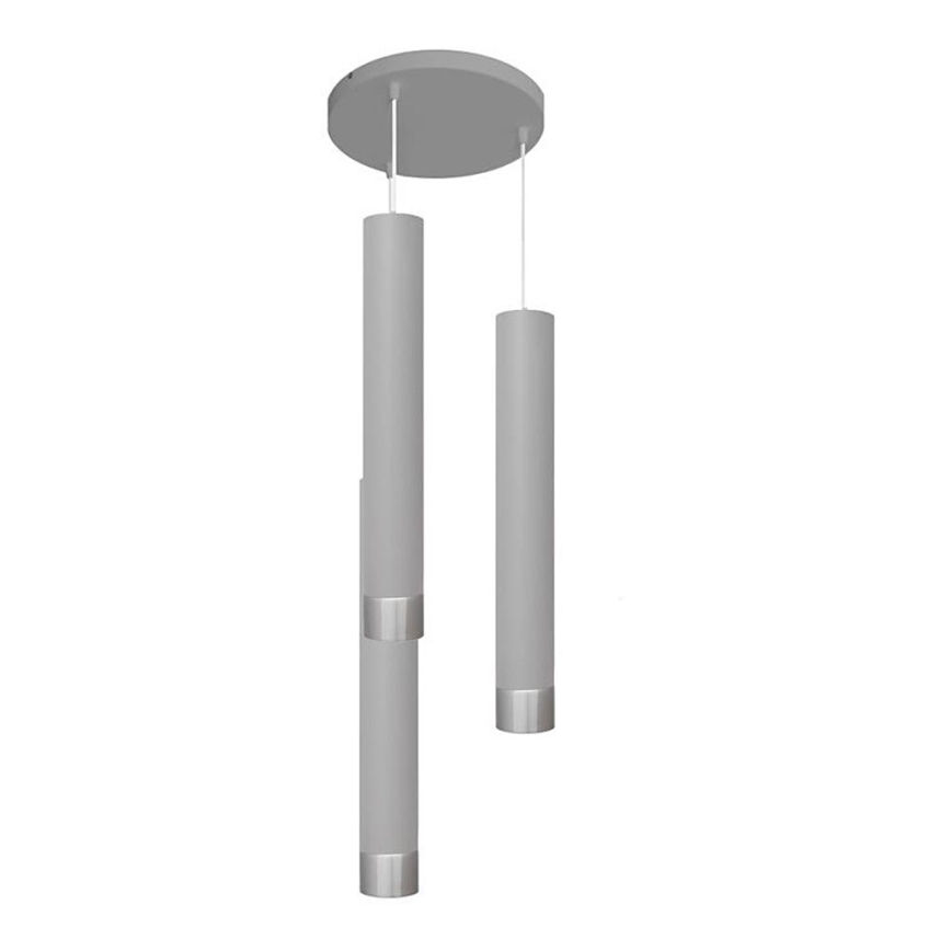 Lampadario LED a cavo TUBA 3xGU10/4,8W/230V grigio/cromo lucido